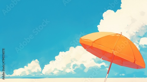2d hand drawn illustration of a beach umbrella doodle