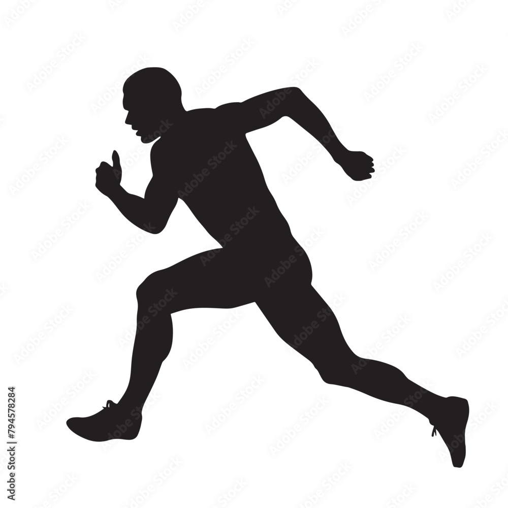 Vector silhouette of a male athlete running. Flat cutout icon of a sports person Vector silhouette of a male athlete running. Flat cutout icon of a sports person