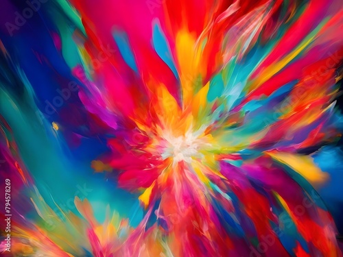 An explosive burst of abstract colorful shapes radiating outward in a dynamic display © MDSAIDE