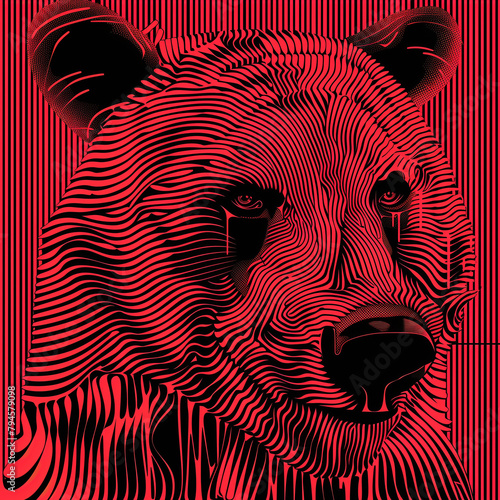 Red & Black Line Design with 3D Optical Illusion