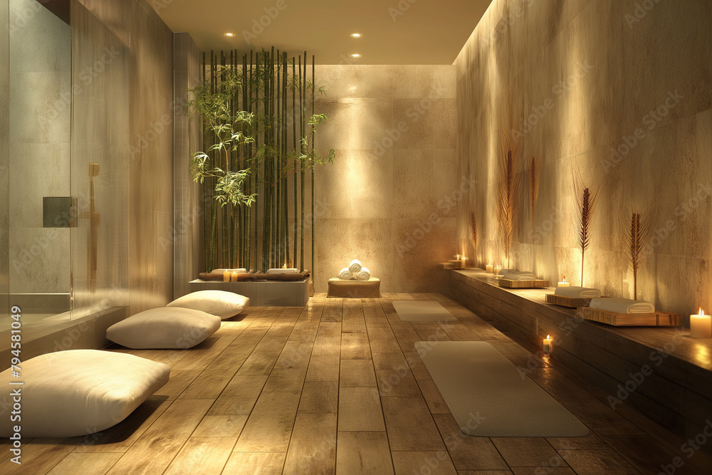 Luxurious Bali Bathroom: Serene Relaxation in Evening Glow