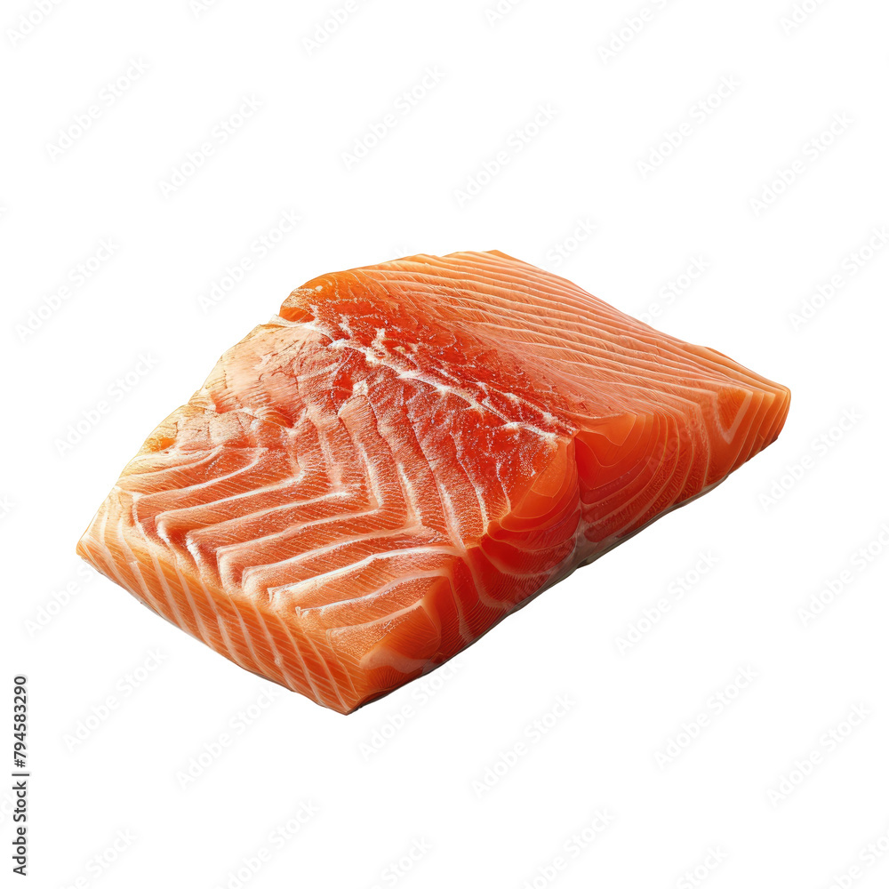 A fresh salmon fillet the epitome of health food stands out against a transparent background A fresh salmon fillet the epitome of health food stands out against a transparent background