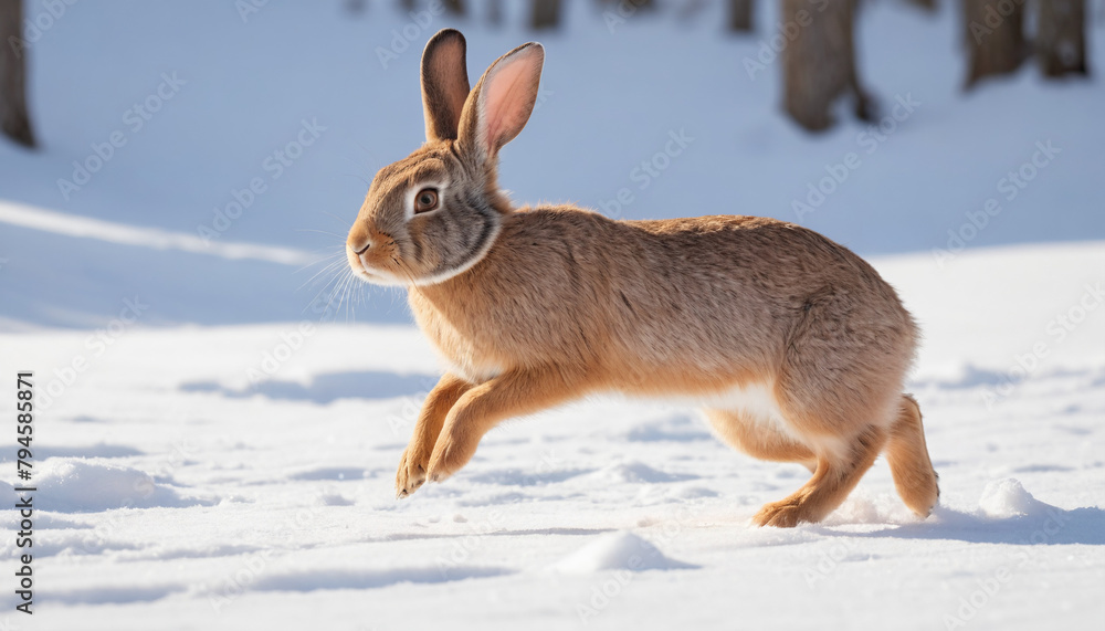 Snowbound Hare in Mid-Stride Snowbound Hare in Mid-Stride