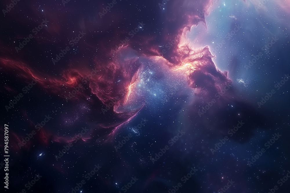 Fototapeta premium 우주의 성운과 은하. 사실적인 추상 우주 배경 포토리얼리즘.