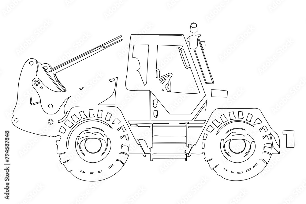 truck Cute excavator. Coloring page and colorful clipart character. Cartoon design for t shirt print, icon, logo, label, patch or sticker. Vector illustration. generative ai
