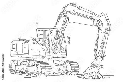 truck Cute excavator. Coloring page and colorful clipart character. Cartoon design for t shirt print, icon, logo, label, patch or sticker. Vector illustration. generative ai
