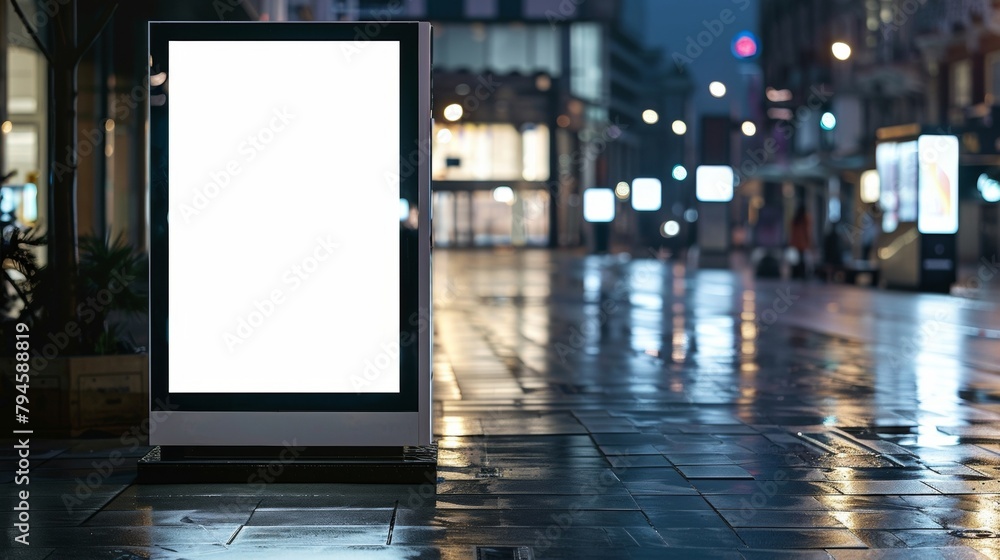 Blank mockup of a digital community bulletin board equipped with touchscreen capabilities and realtime updates for community members onthego. .