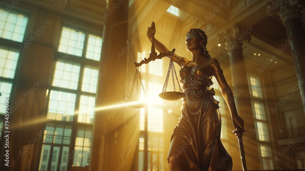 Lady justice statue holds up the scales of justice Lady justice statue holds up the scales of justice