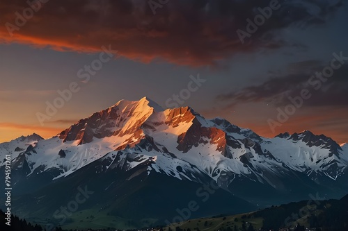 Epic mountain sunset in the alps Generator AI 