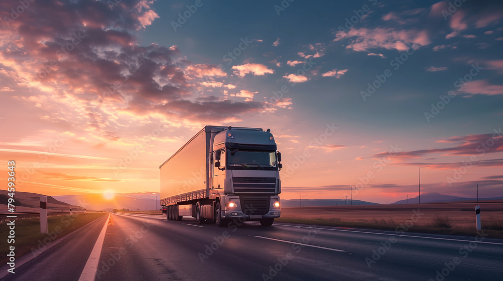 shipping truck on road, logistics business 