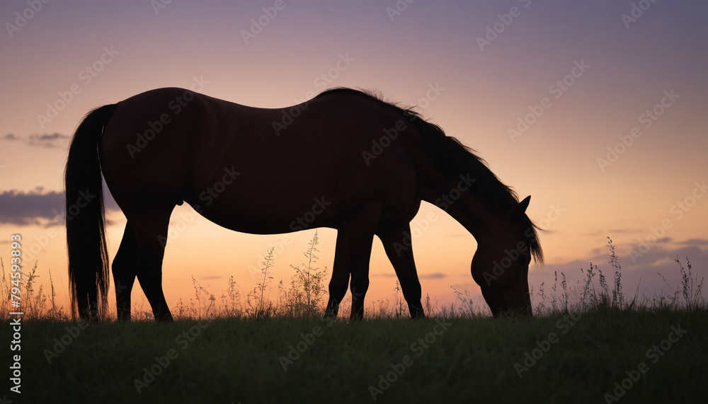 Fototapeta premium Serene Horse Silhouette at Sunset
