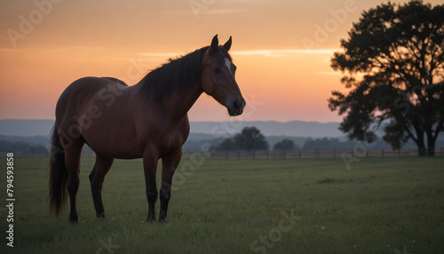 Serene Horse Silhouette at Sunset © Santiago