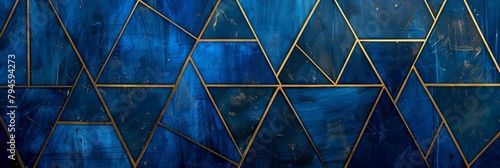 Wallpaper Mural Majestic Sapphire Canvass Adorned by Gilded Veins Torontodigital.ca