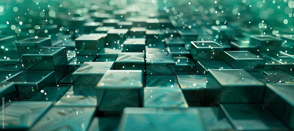 Holographic Green Cubic Patterns: Vibrant Visuals on an Ultrawide Banner Against a Stylish Black Background Holographic Green Cubic Patterns: Vibrant Visuals on an Ultrawide Banner Against a Stylish Black Background