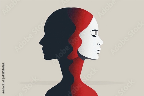 Two points view, internal disagreements. Psychological aspects: depersonalization and derealization, split personality, dissociation. Concept of dual nature of personality, psychological differences photo