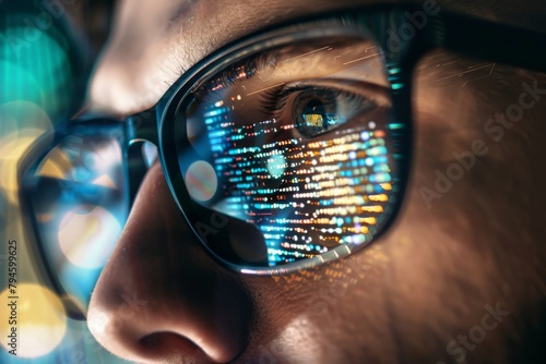 Reflection of digital data on glasses screen