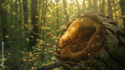 honey bees in forest 