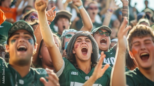 a group of young people standing next to each other in a stadium