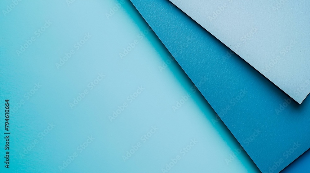 a blue background with a few different shapes of paper on it - obrazy, fototapety, plakaty 