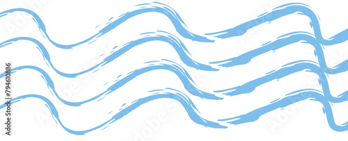 Wavy lines vector seamless border. Thin hand drawn uneven doodle style horizontal sea wave banner. Abstract marine geometric repeat pattern ribbon trim washi tape. banner, cover, poster, card.