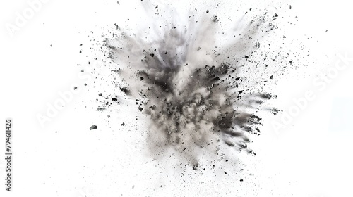 Silver Powder Dust Explosion Splash Isolated on White Background - Holi Paint 