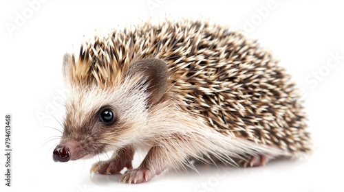 Hedgehog with White Background and Brown Face