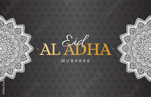 eid al adha template banner with abstract gradient black background design