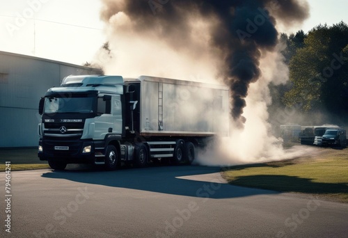 'smoke exhaust truck focus soft car pollution road pipe old vehicle environment hot ecology transport air drive automobile auto gas atmosphere winter part frosty rally dakar' © akkash jpg
