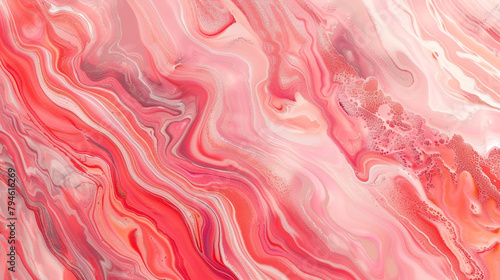 Vibrant Coral Pink Marble, Bold Swirls and Soft Shadows photo