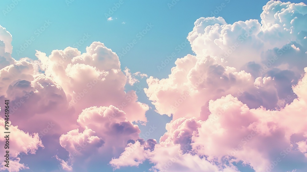A whimsical cloudscape, with fluffy clouds drifting across a pastel-hued sky, creating a light-hearted and airy background A whimsical cloudscape, with fluffy clouds drifting across a pastel-hued sky, creating a light-hearted and airy background