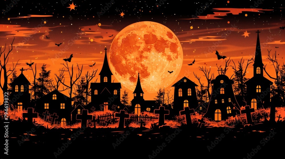 Spooky Scenes Full Moon Nights Bring Haunted Atmosphere to Graveyards