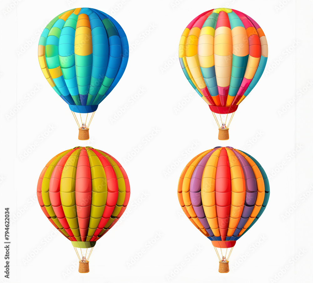 Fototapeta premium Artistic Hot Air Balloons Collection On white background