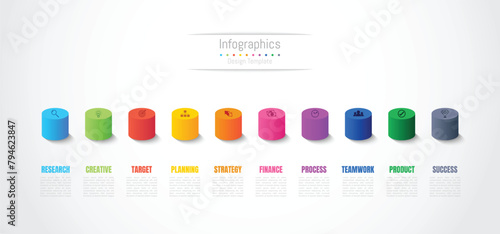 Infographic 10 options design elements for your business data. Vector Illustration.