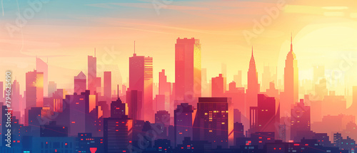 Colorful skyline of city illustration background © Ahmad