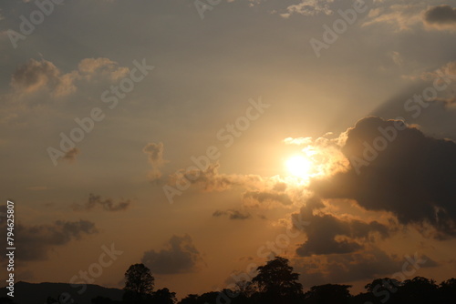 Sunset sky for background or sunrise sky and cloud at morning. © SISIRA