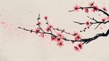 vintage cherry blossom plants pattern illustration poster background
