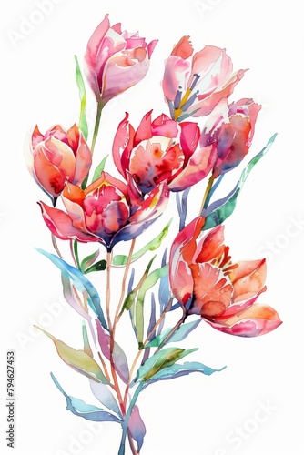 Watercolor painted bunch of spring flowers  bright floral isolated --ar 2 3 Job ID  9975adc4-d77d-4a38-85d4-8ee121c16287