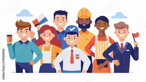 labor day a group of people of different profession vector illustration