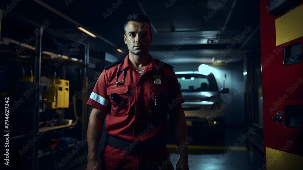 A dedicated paramedic providing emergency care, A dedicated paramedic providing emergency care,