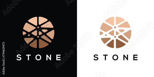 round stone logo vector icon.round stone logo vector icon illustration