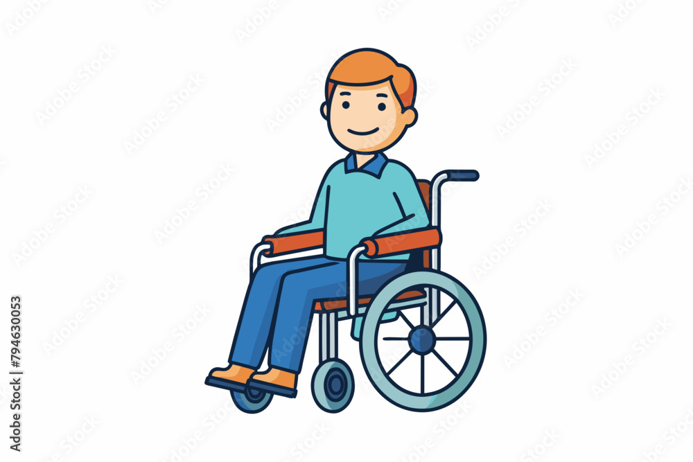 A man is sitting in a wheelchair vector illustration