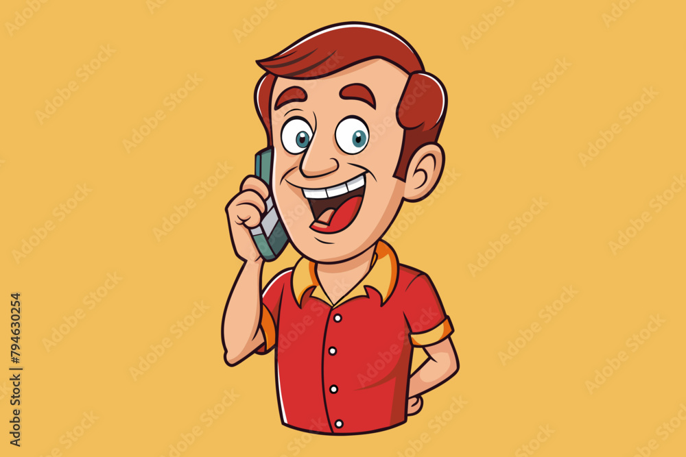 Talking on the phone with happy mind vector illustration
