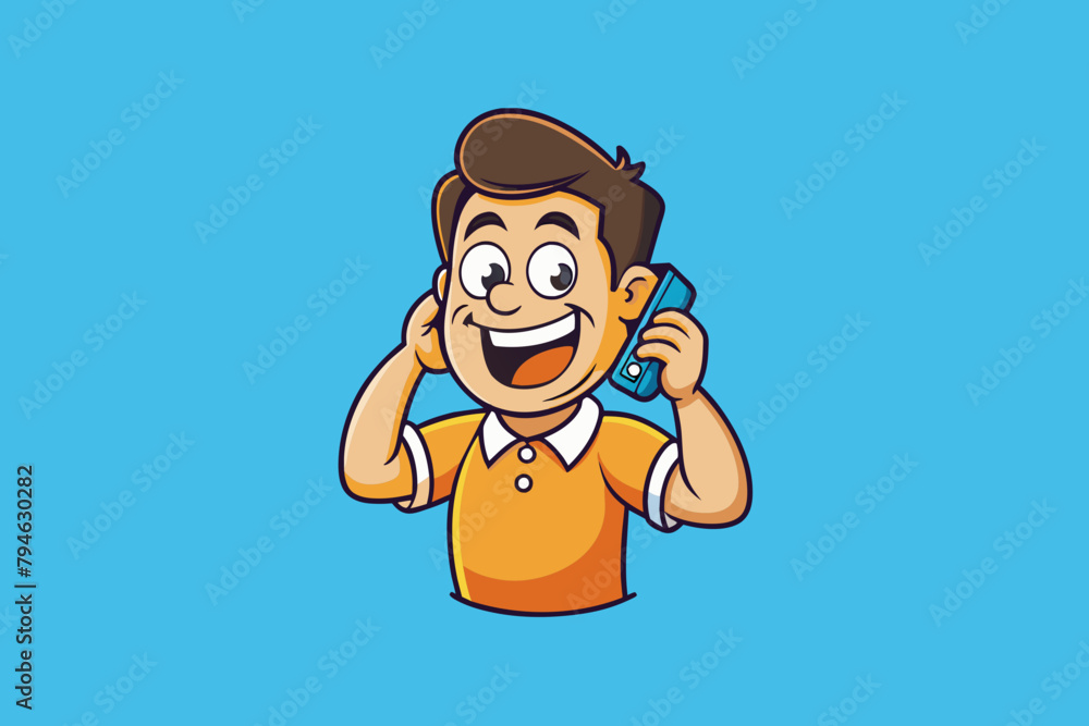 Talking on the phone with happy mind vector illustration Talking on the phone with happy mind vector illustration