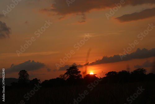 sunset sky with clouds.