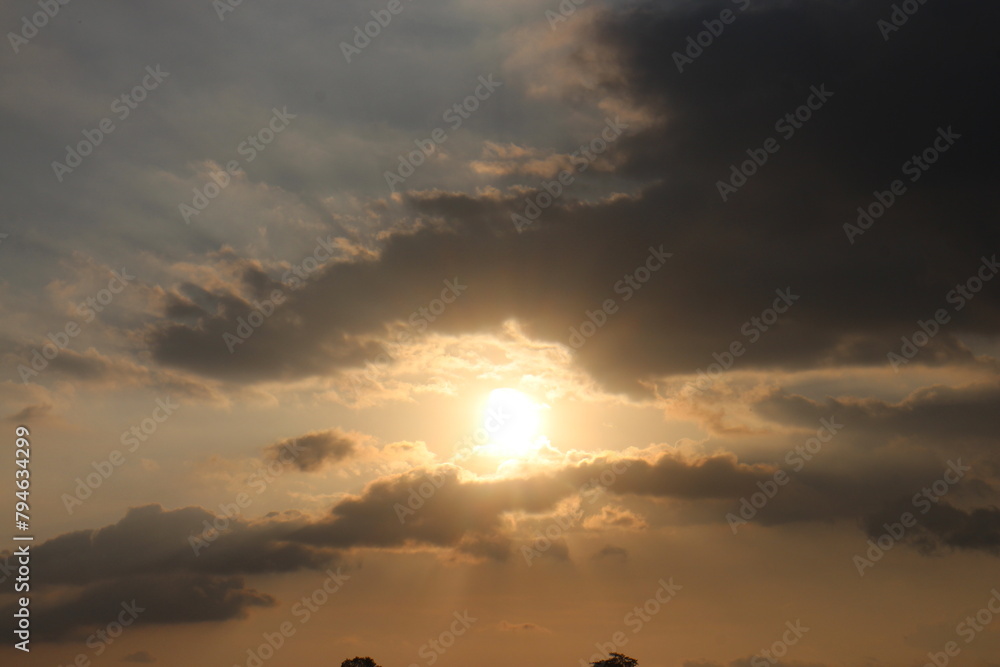 Colorful cloudy sky at sunset. Sky texture, abstract nature background.