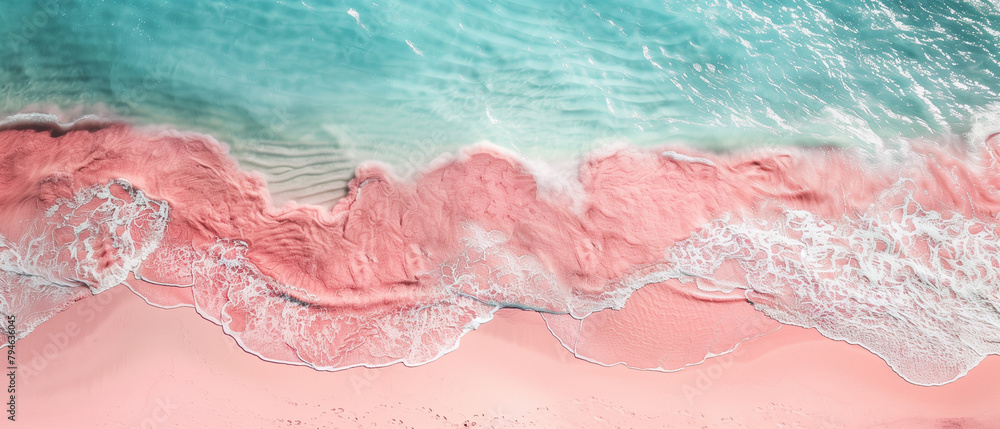 Fototapeta premium Beach with pink sand top view