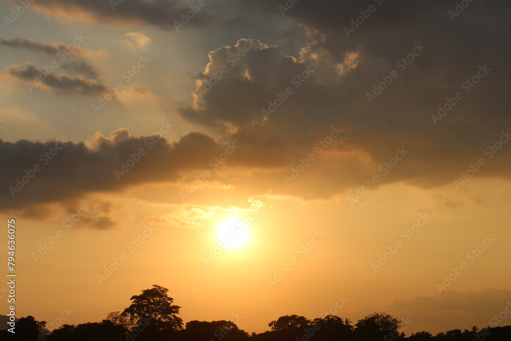 Colorful cloudy sky at sunset. Sky texture, abstract nature background.