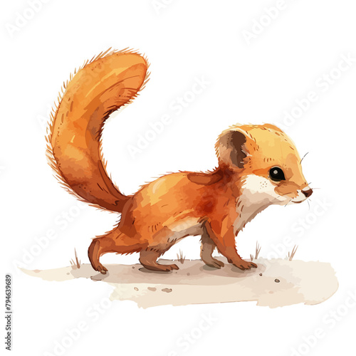 cute weasel cartoon in watercolor painting style © Fauziah