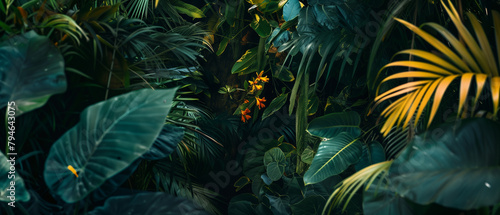 Colorful jungle line foliage background