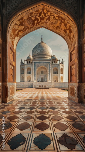 Taj Mahal, a representative architecture of the Mughal Empire located in Agra, India - Generative AI